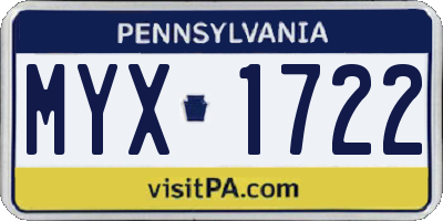 PA license plate MYX1722