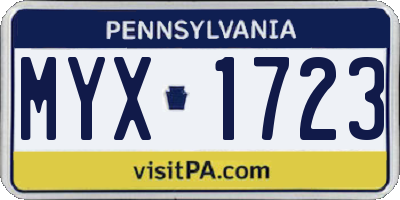 PA license plate MYX1723