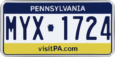 PA license plate MYX1724