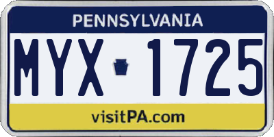 PA license plate MYX1725