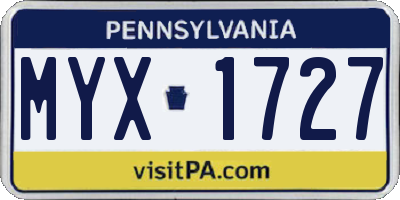 PA license plate MYX1727