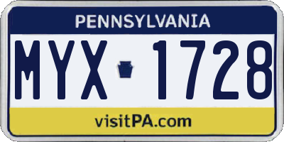PA license plate MYX1728