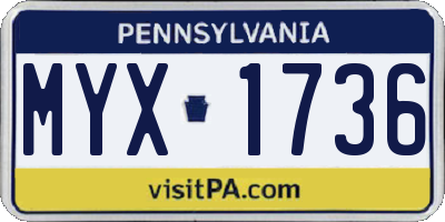 PA license plate MYX1736