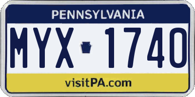 PA license plate MYX1740