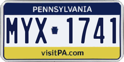 PA license plate MYX1741