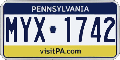 PA license plate MYX1742