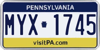 PA license plate MYX1745