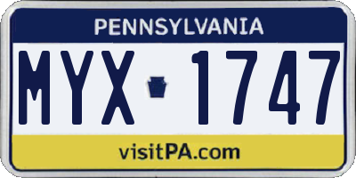 PA license plate MYX1747