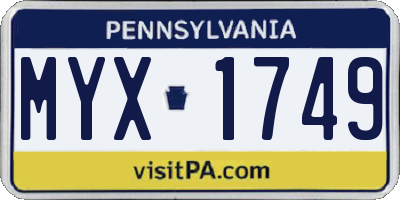 PA license plate MYX1749