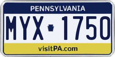 PA license plate MYX1750