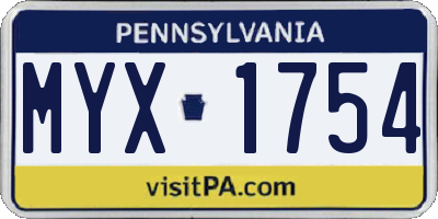 PA license plate MYX1754