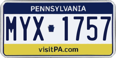 PA license plate MYX1757