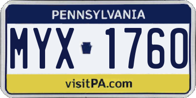 PA license plate MYX1760