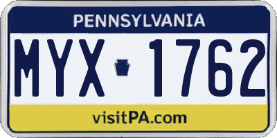 PA license plate MYX1762