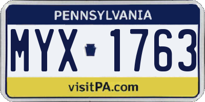 PA license plate MYX1763