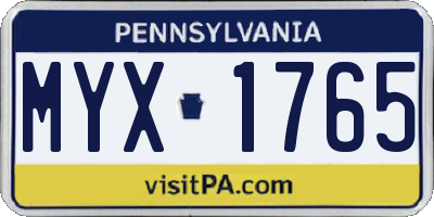PA license plate MYX1765