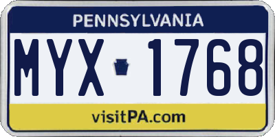 PA license plate MYX1768