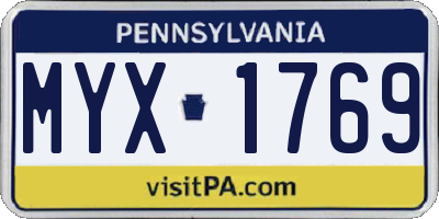 PA license plate MYX1769