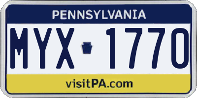 PA license plate MYX1770