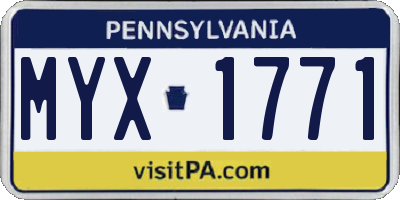 PA license plate MYX1771