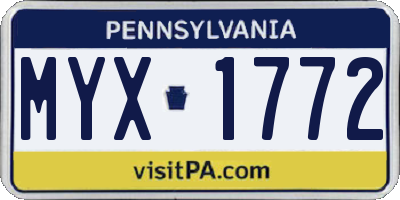 PA license plate MYX1772