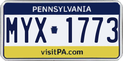 PA license plate MYX1773