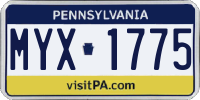 PA license plate MYX1775