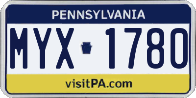 PA license plate MYX1780