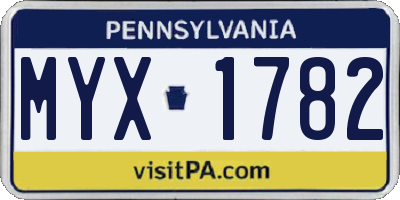 PA license plate MYX1782