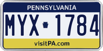 PA license plate MYX1784