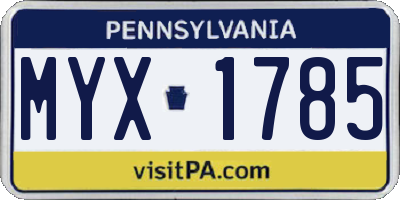 PA license plate MYX1785