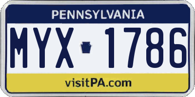 PA license plate MYX1786