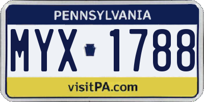 PA license plate MYX1788