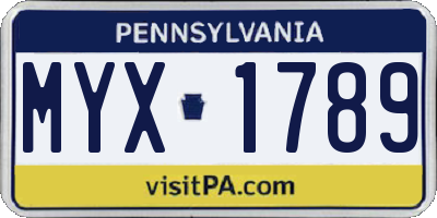 PA license plate MYX1789