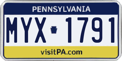 PA license plate MYX1791