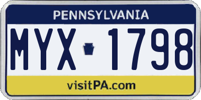 PA license plate MYX1798