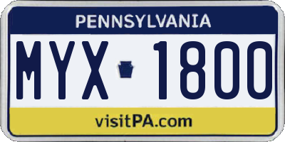 PA license plate MYX1800