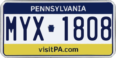 PA license plate MYX1808