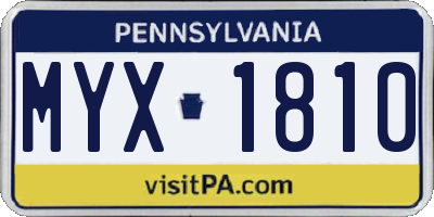 PA license plate MYX1810