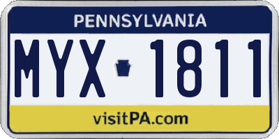 PA license plate MYX1811