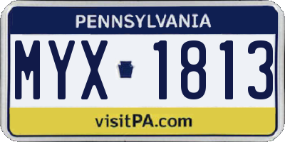 PA license plate MYX1813