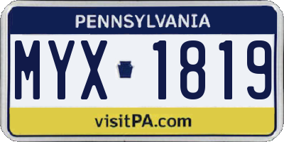 PA license plate MYX1819