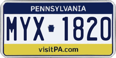 PA license plate MYX1820
