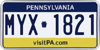 PA license plate MYX1821