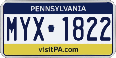 PA license plate MYX1822