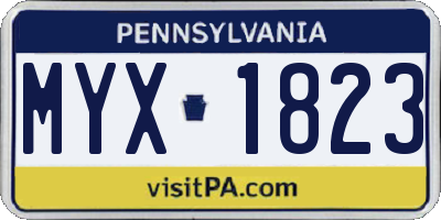 PA license plate MYX1823