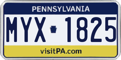 PA license plate MYX1825