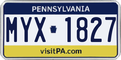 PA license plate MYX1827
