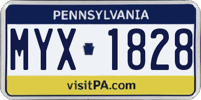 PA license plate MYX1828