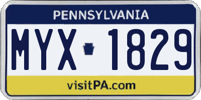 PA license plate MYX1829